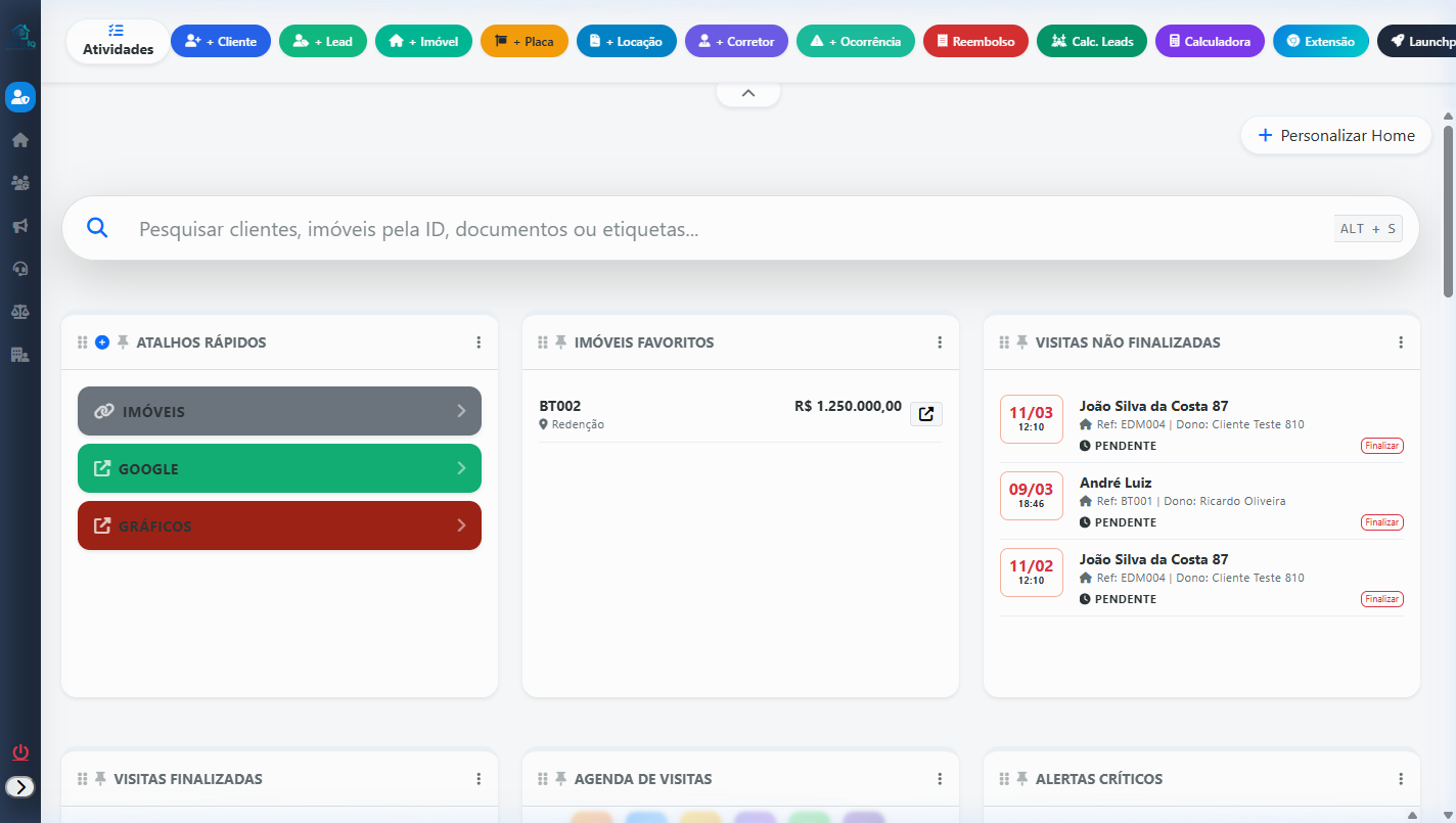 Dashboard e Painel de Controle Realty IQ