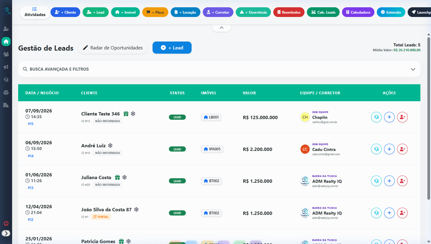 Gestão de Leads e Radar de Vendas